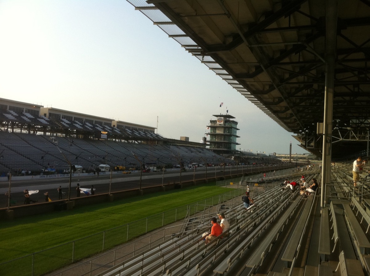 The Indianapolis 500 in progress at Indianapolis Motor Speedway
